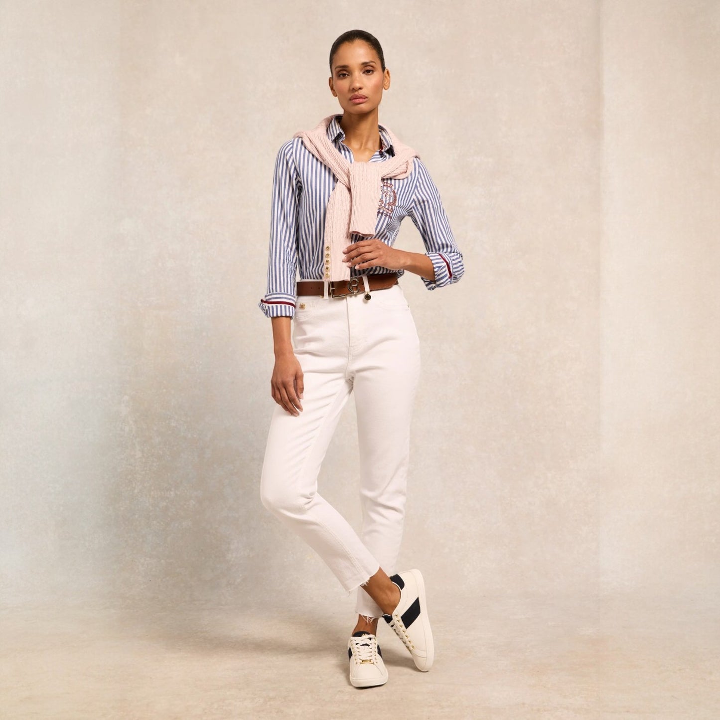 Holland Cooper Knightsbridge Court Trainer White Navy