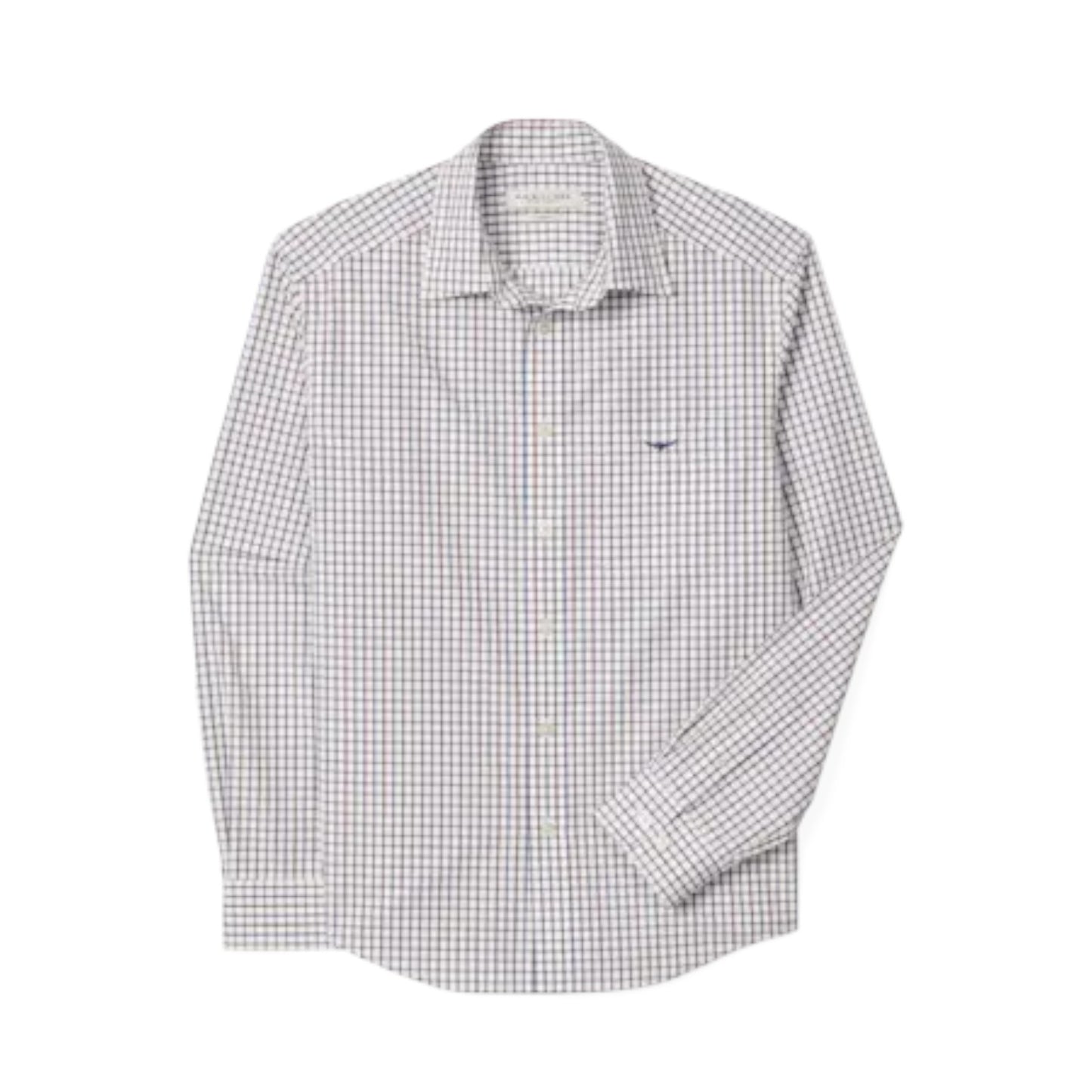 R.M.Williams Newland Poplin Check Shirt Burgundy