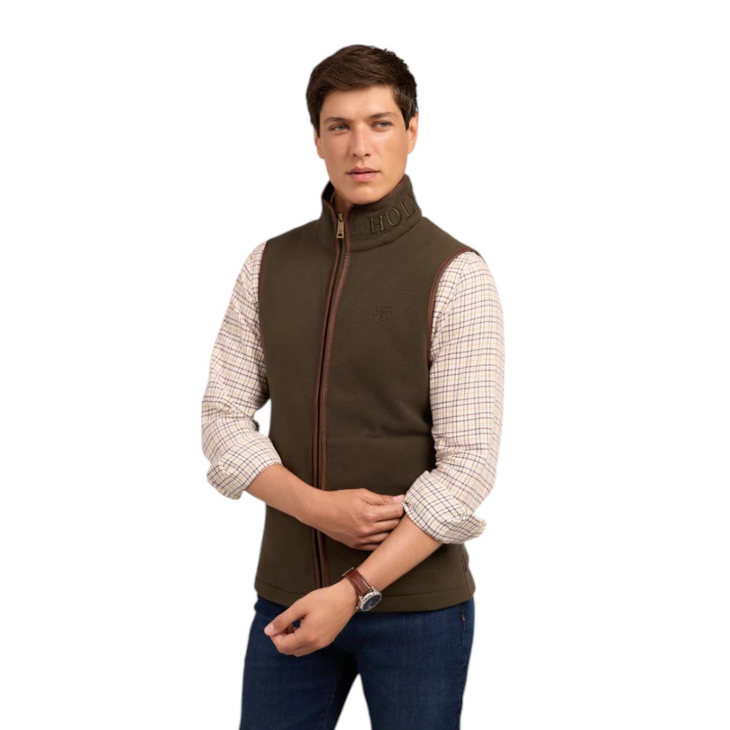 Holland Cooper Men's Country Fleece Gilet Khaki