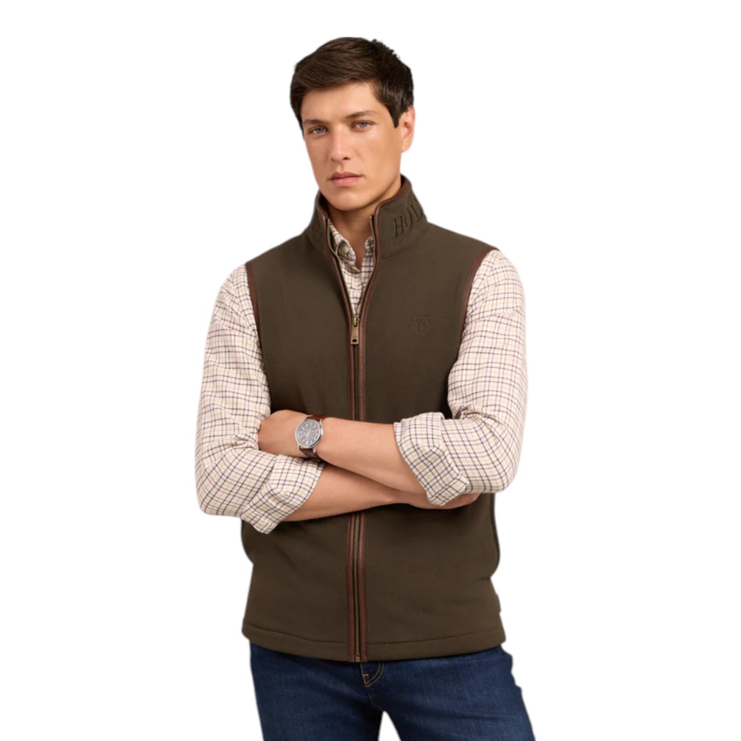 Holland Cooper Men's Country Fleece Gilet Khaki