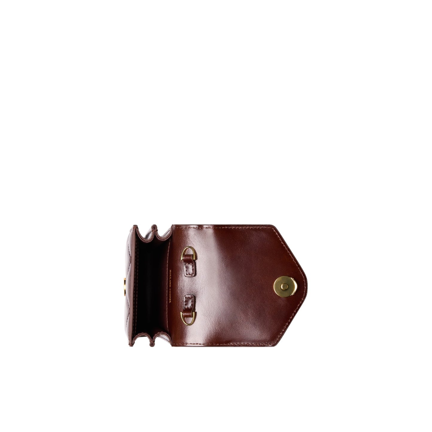 Holland Cooper Knightsbridge Quilted Phone Pouch Rich Chocolate Leather