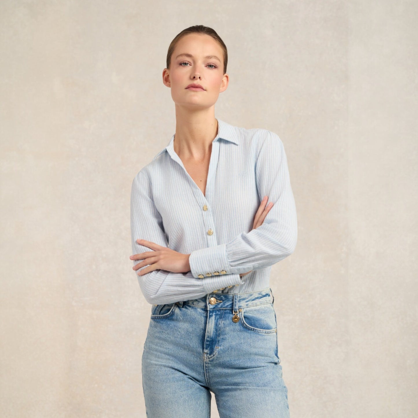 Holland Cooper Classic V-Neck Blouse Azure