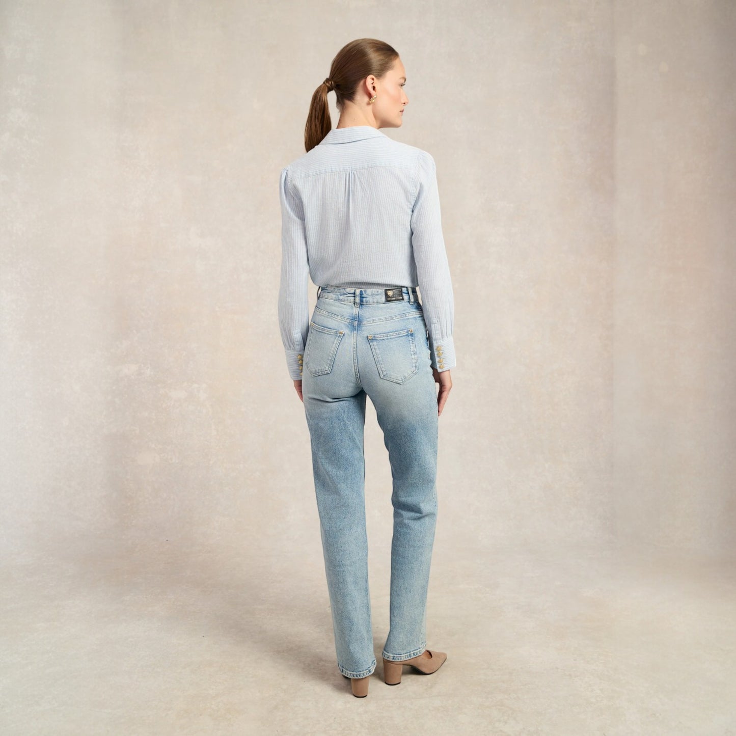 Holland Cooper Classic V-Neck Blouse Azure