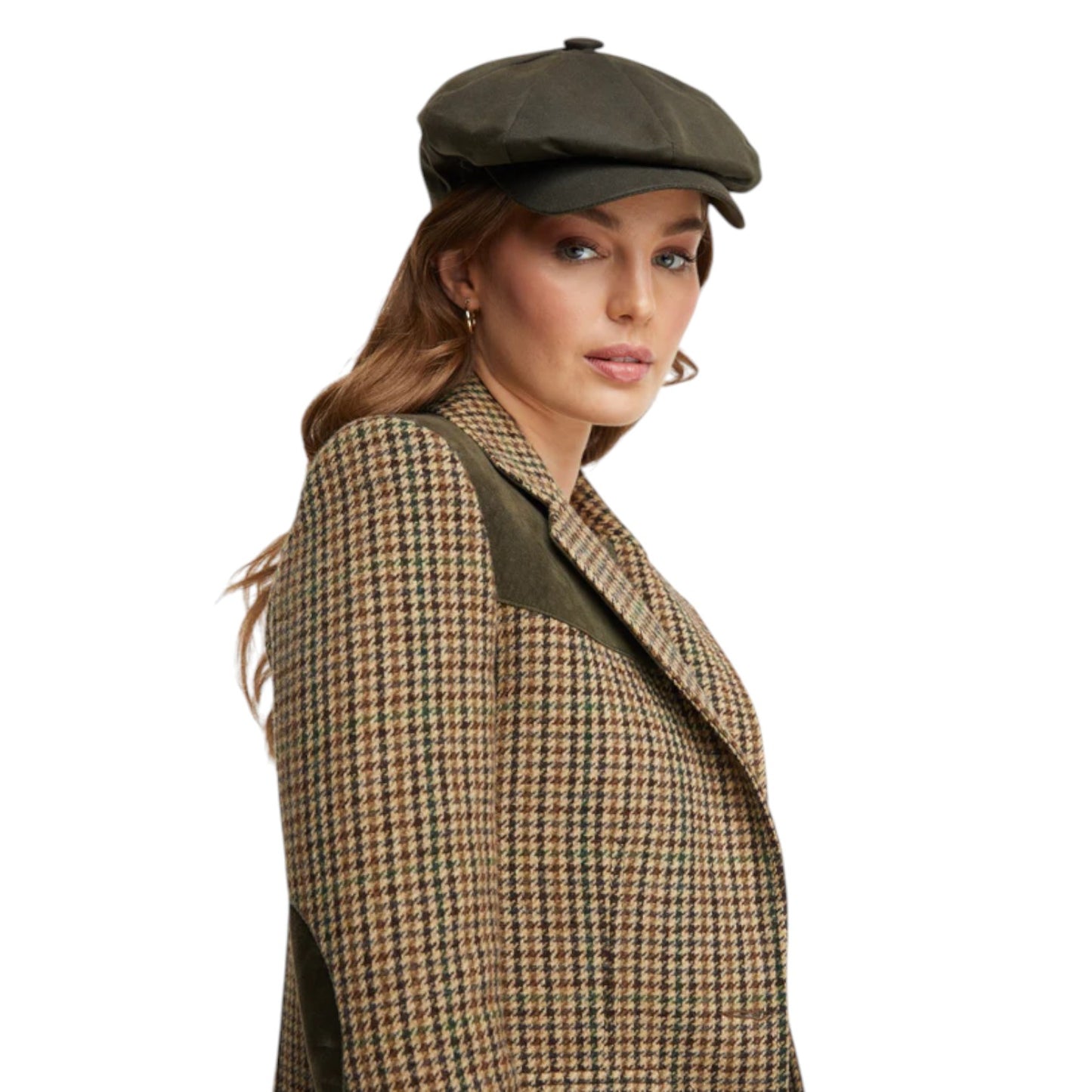 Holland Cooper Men's Baker Boy Tweed Cap Green Wax