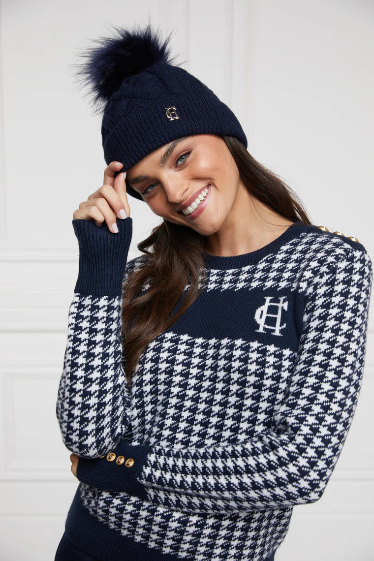 Holland Cooper Cortina Bobble Hat Ink Navy