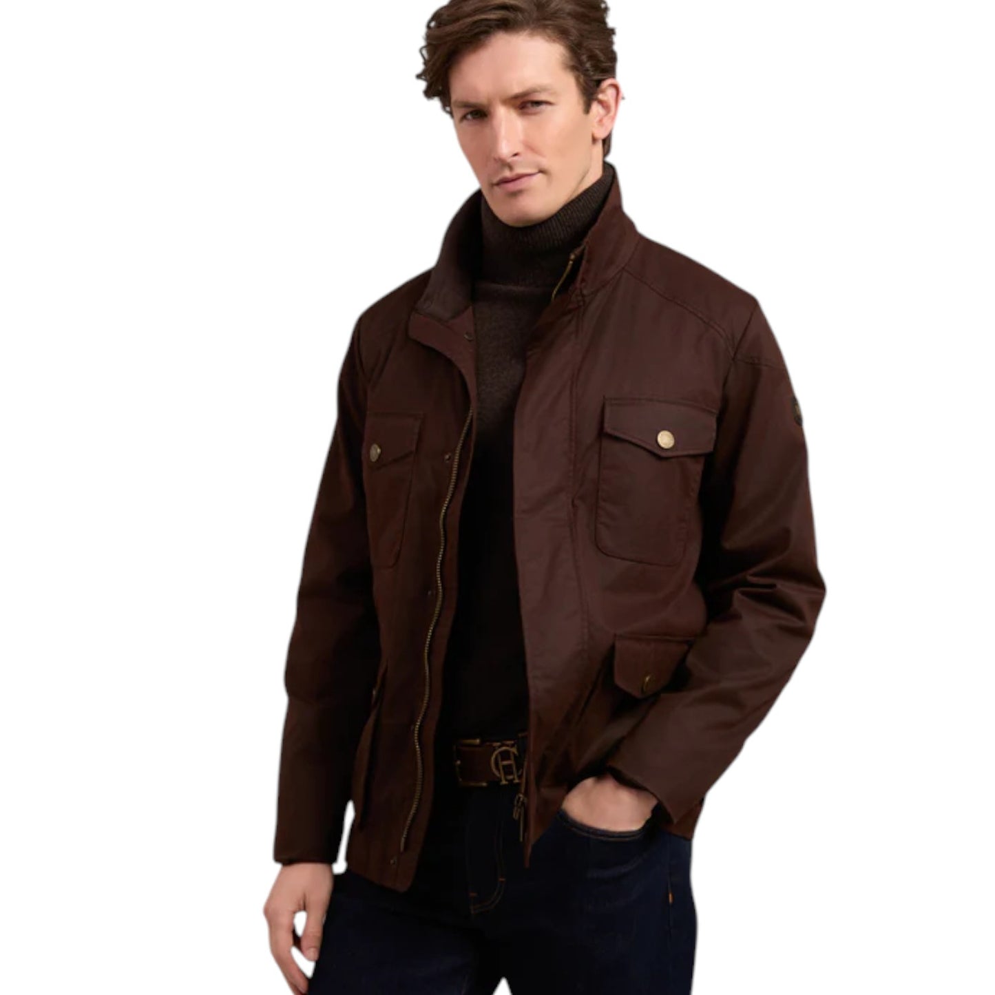 Holland Cooper Men's Four Pocket Wax Jacket Chocolate