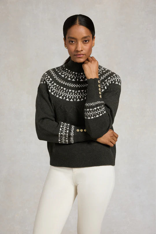 Holland Cooper Elodie Roll Neck Knit Forest Green