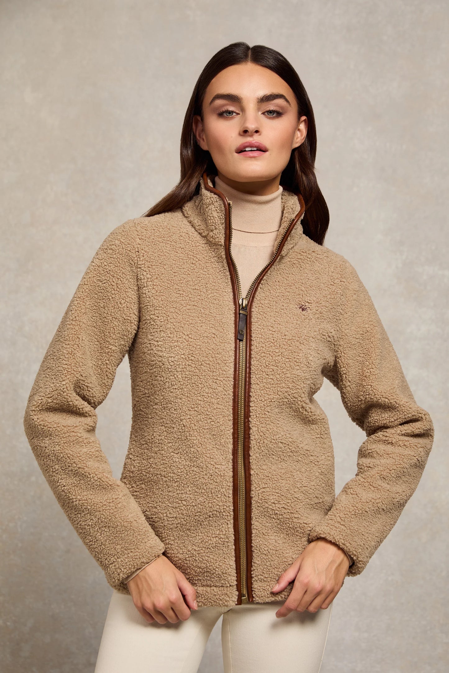 Holland Cooper Country Fleece Jacket Natural Borg