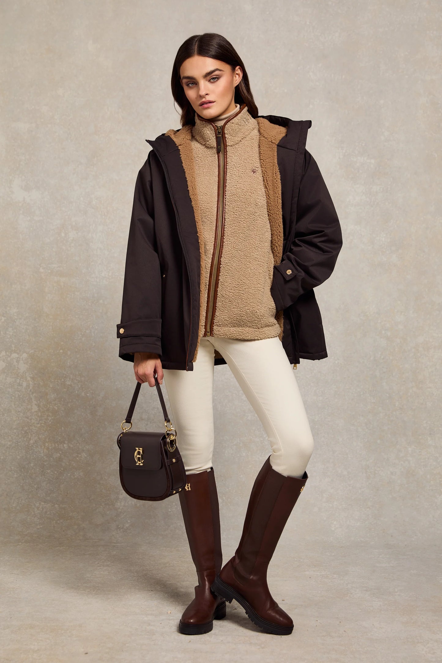 Holland Cooper Country Fleece Jacket Natural Borg