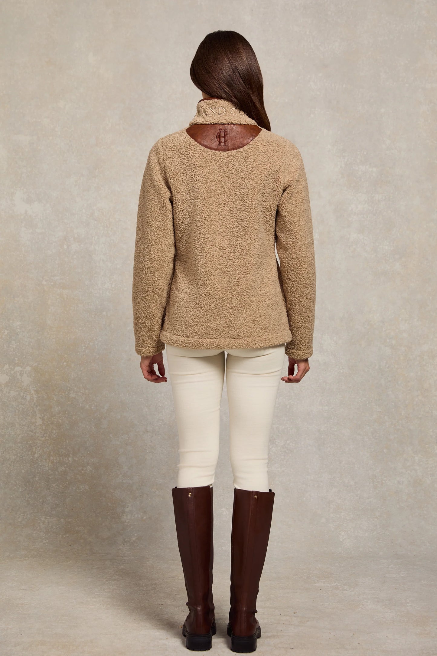 Holland Cooper Country Fleece Jacket Natural Borg