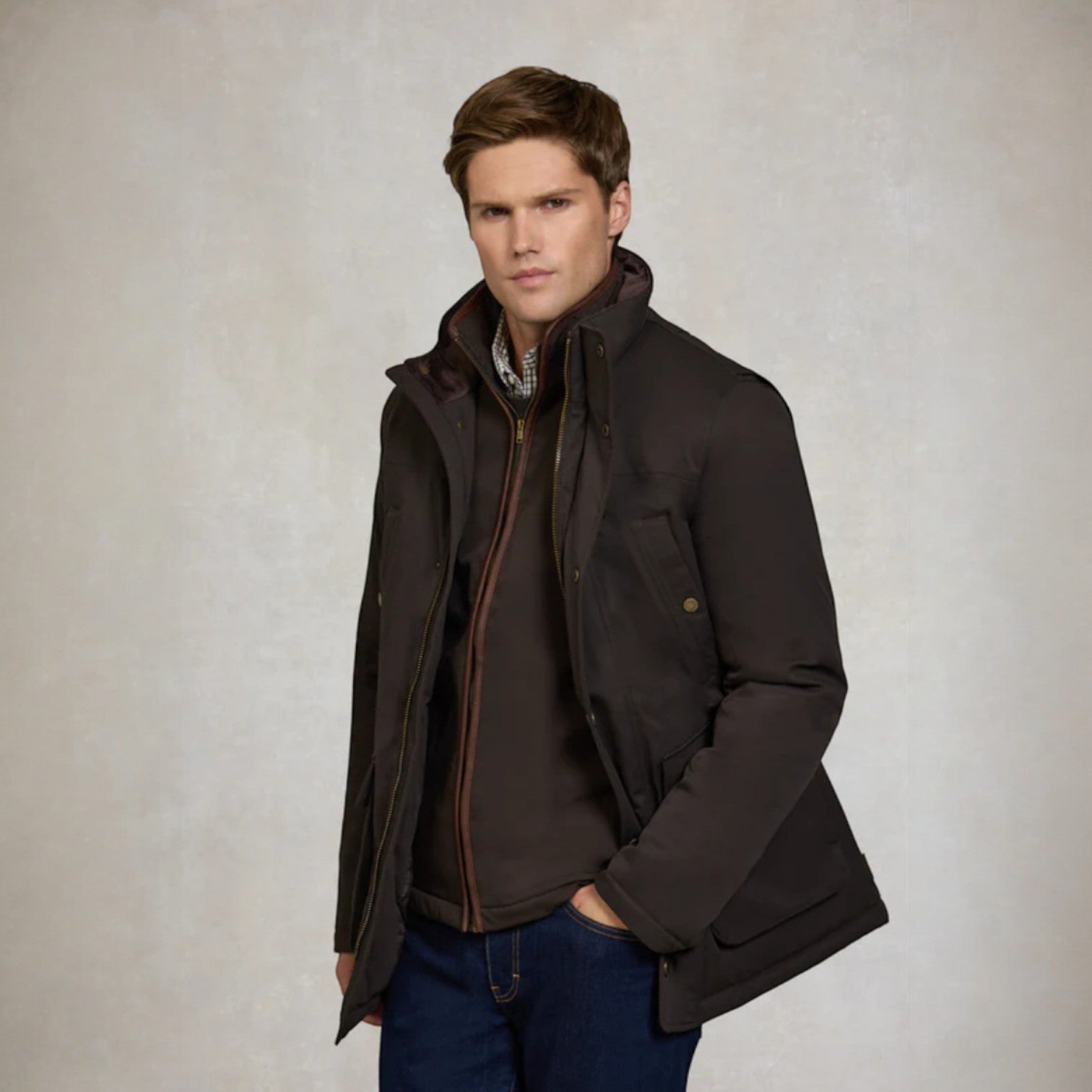 Holland Cooper Men's Stamford Field Coat Chocolate