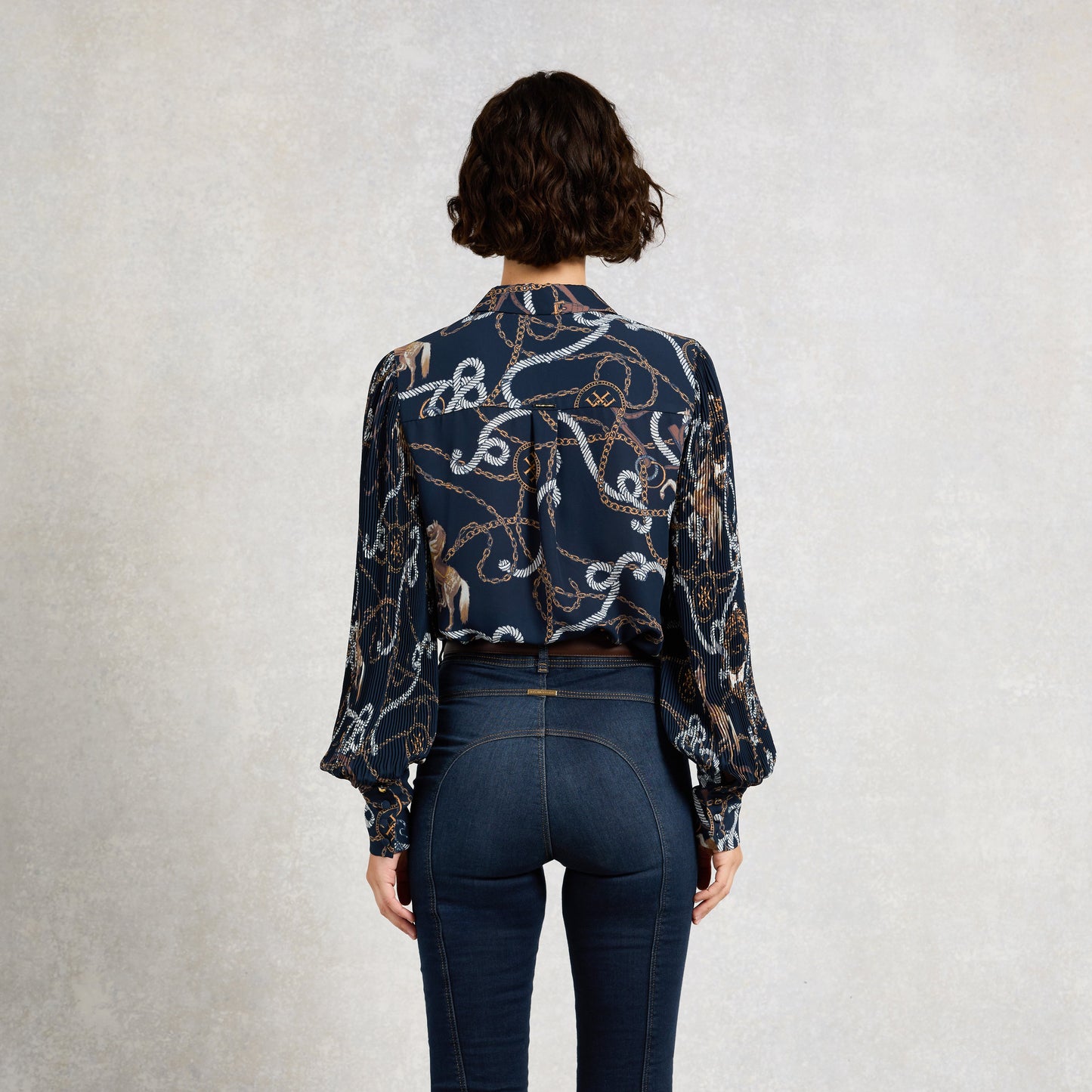Holland Cooper Beau Shirt Navy Horse Print