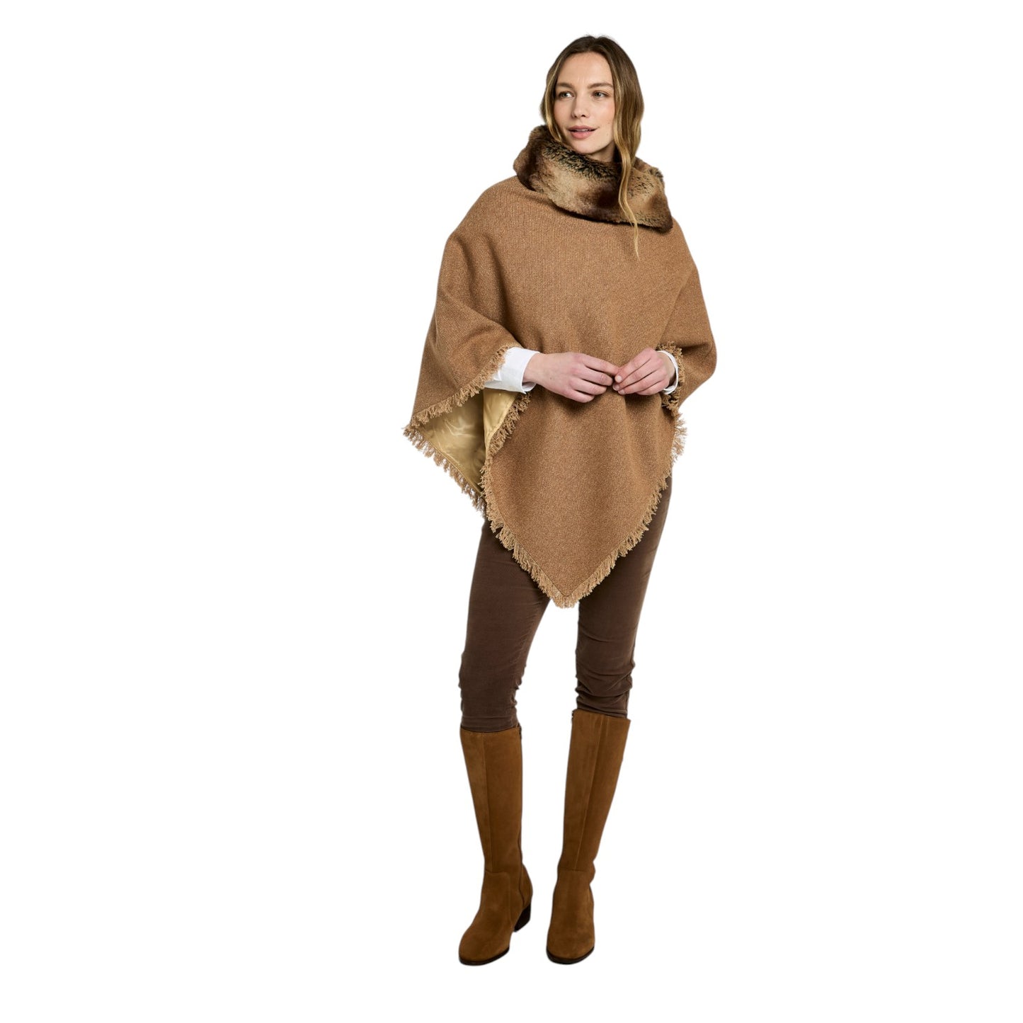 Dubarry Silverfir Tweed Poncho Camel Twill