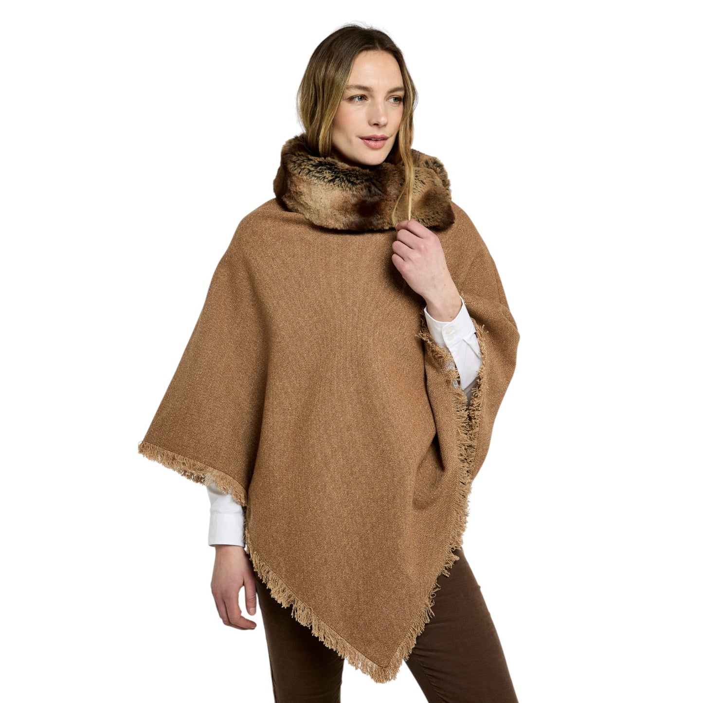 Dubarry Silverfir Tweed Poncho Camel Twill