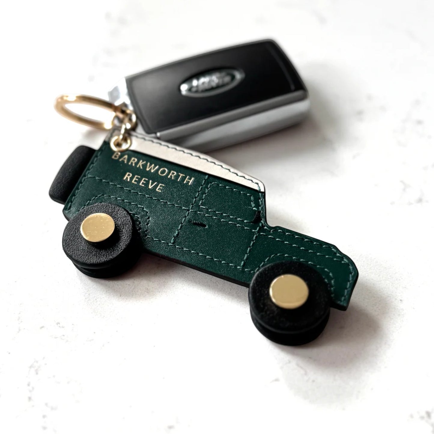 Barkworth Reeve Off Road 4x4 Keyring Green & Cream Leather