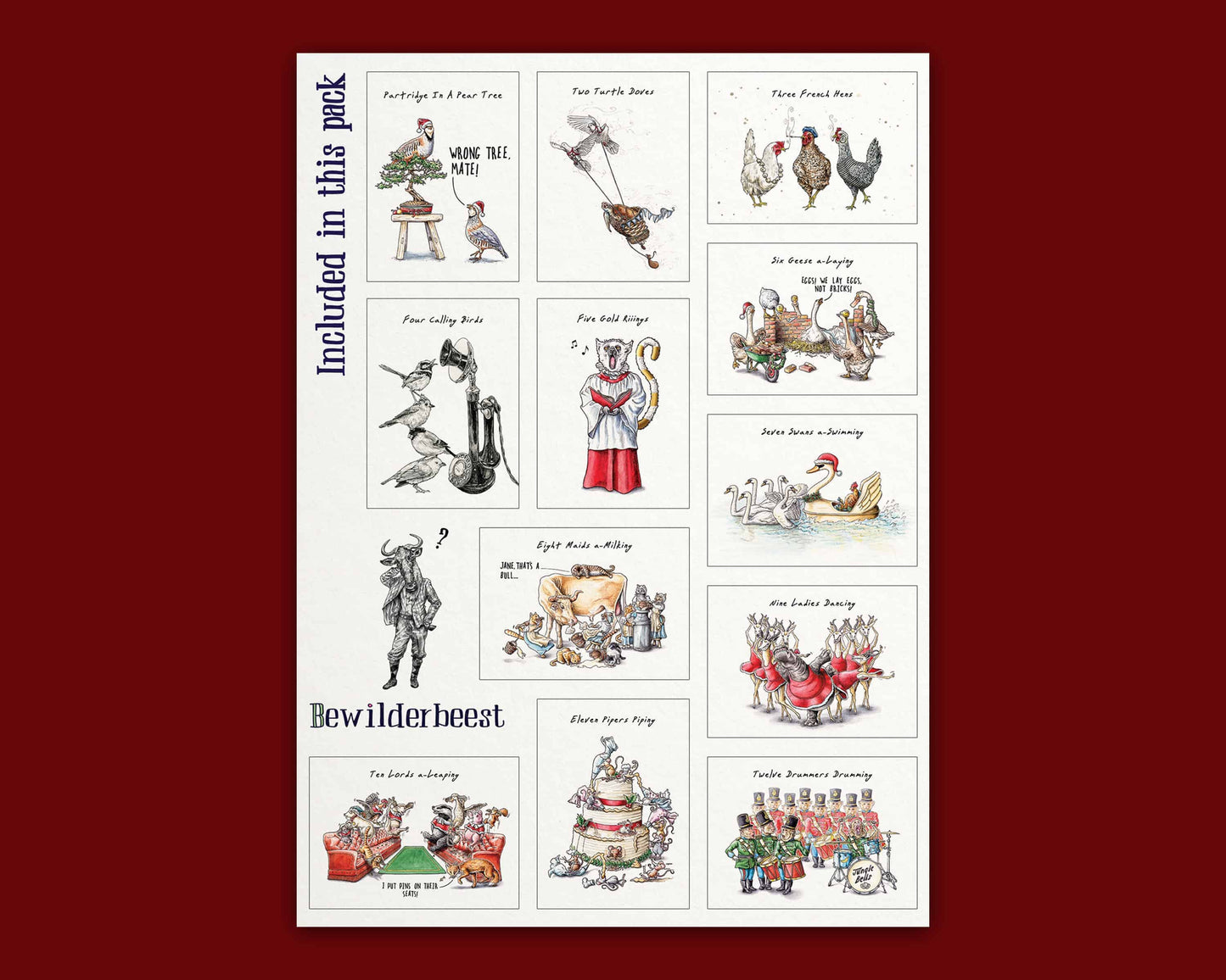 12 Days Of Christmas Card Set - Holiday Cards - Christmas