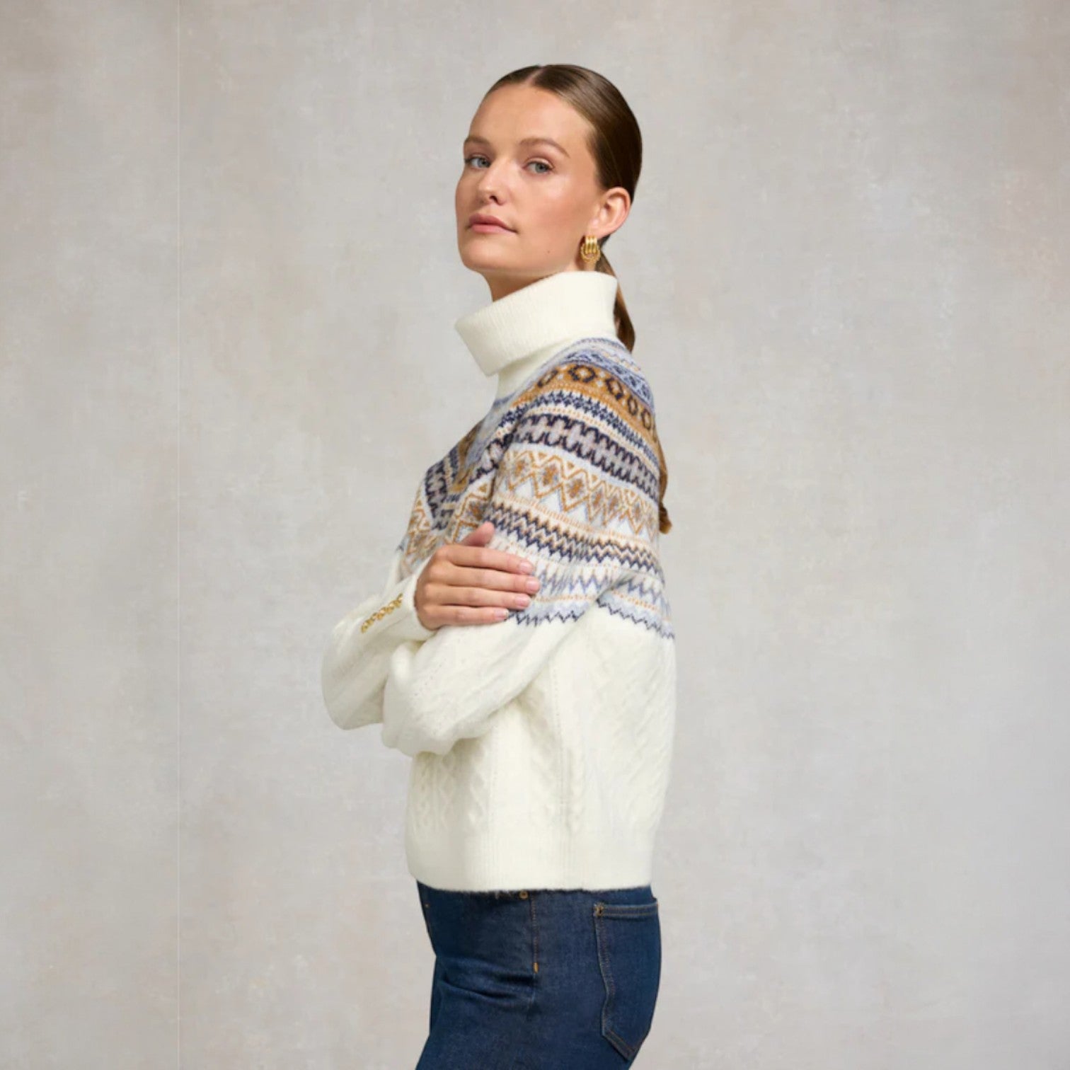 Holland Cooper Rebecca Roll Neck Knit Natural