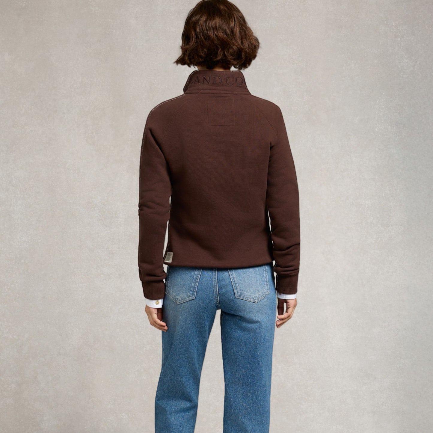 Holland Cooper Sporting Goods Zip Henley Walnut