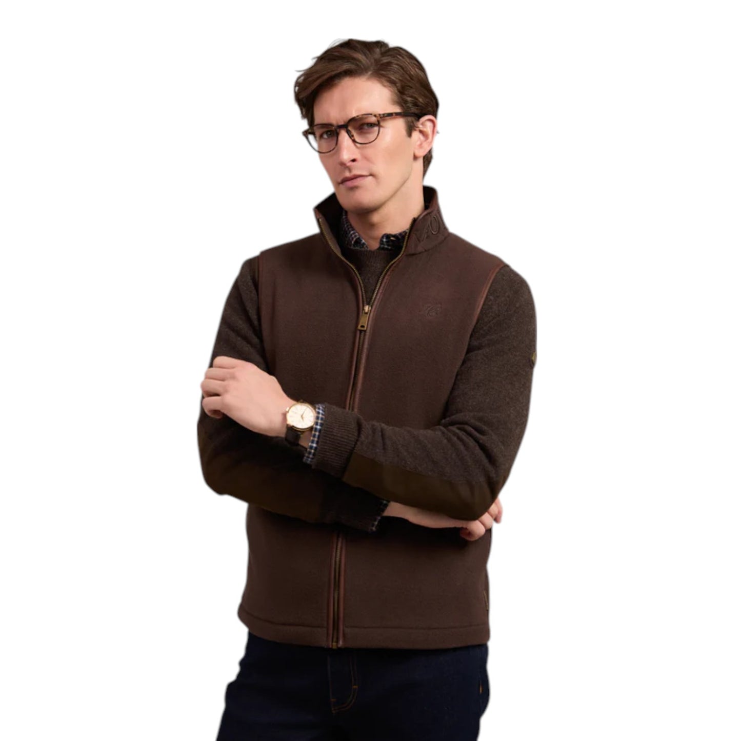 Holland Cooper Men's Country Fleece Gilet Chocolate
