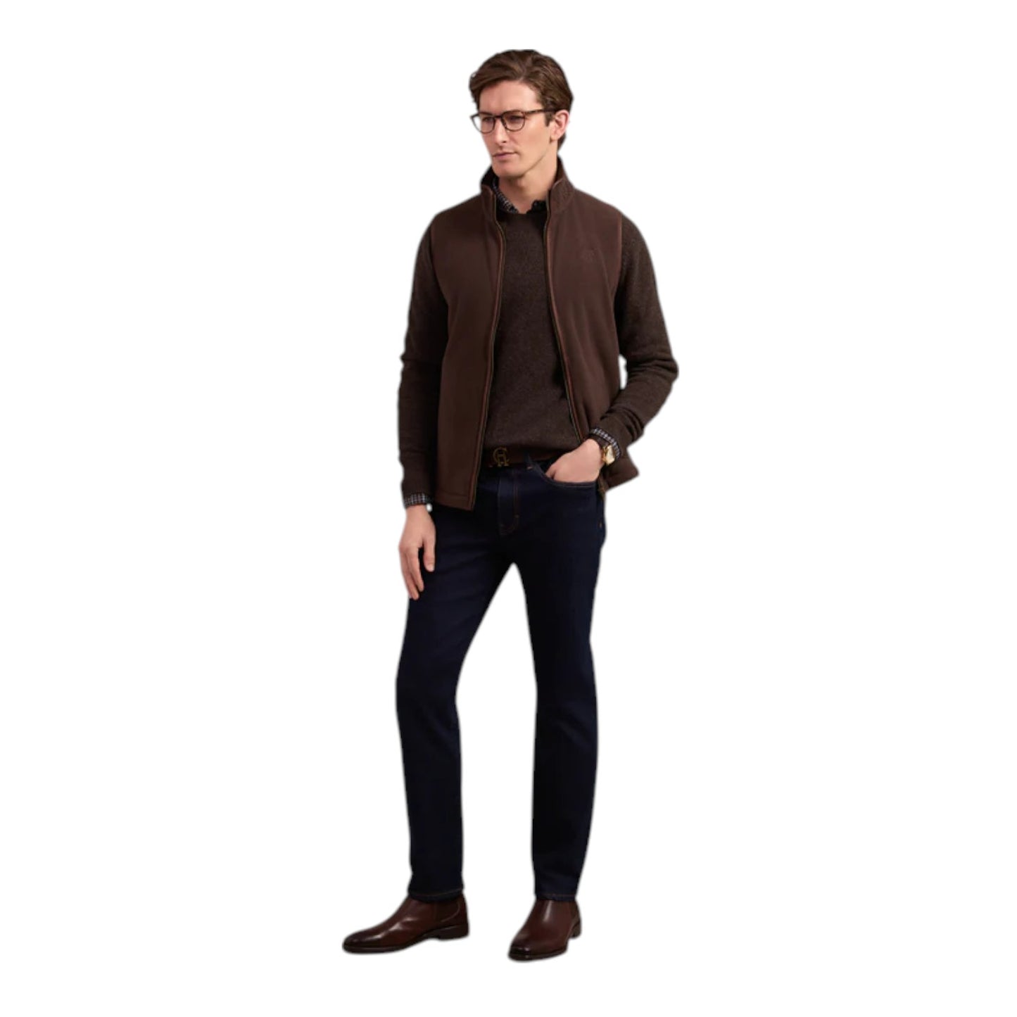 Holland Cooper Men's Country Fleece Gilet Chocolate