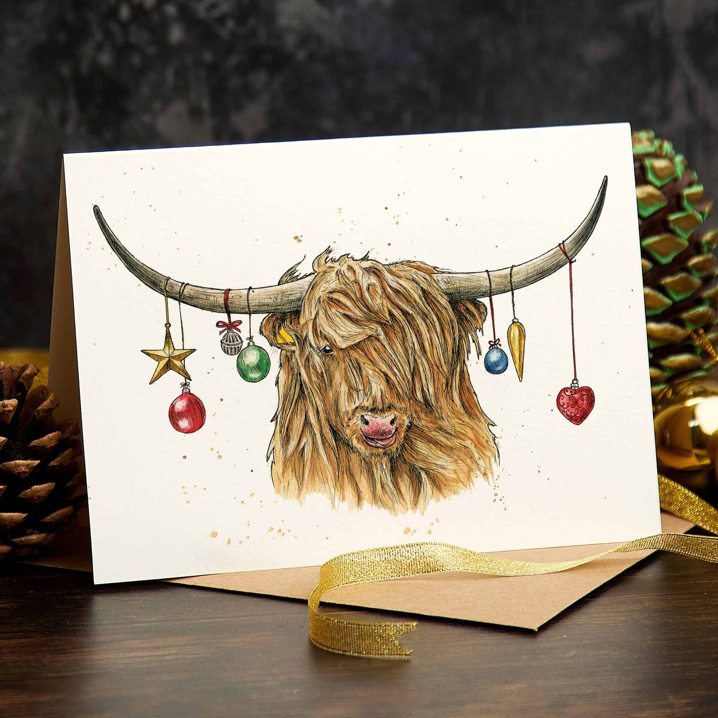 Highland Cow Card - Holiday Card - Christmas Card: 5" x 7"