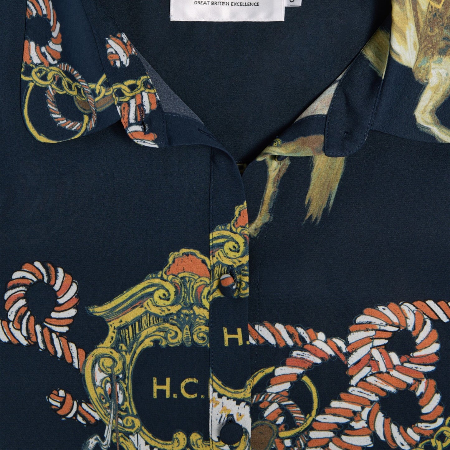 Holland Cooper Beau Shirt Navy Horse Print