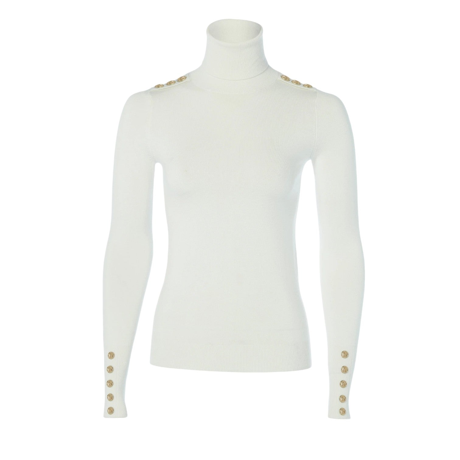 Holland Cooper Buttoned Knit Roll Neck Cream