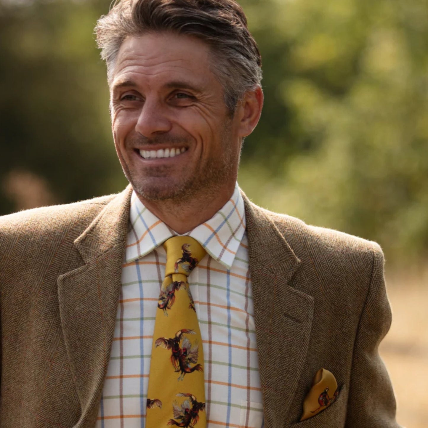 Clare Haggas Spur Of The Moment Mustard Gold Silk Tie