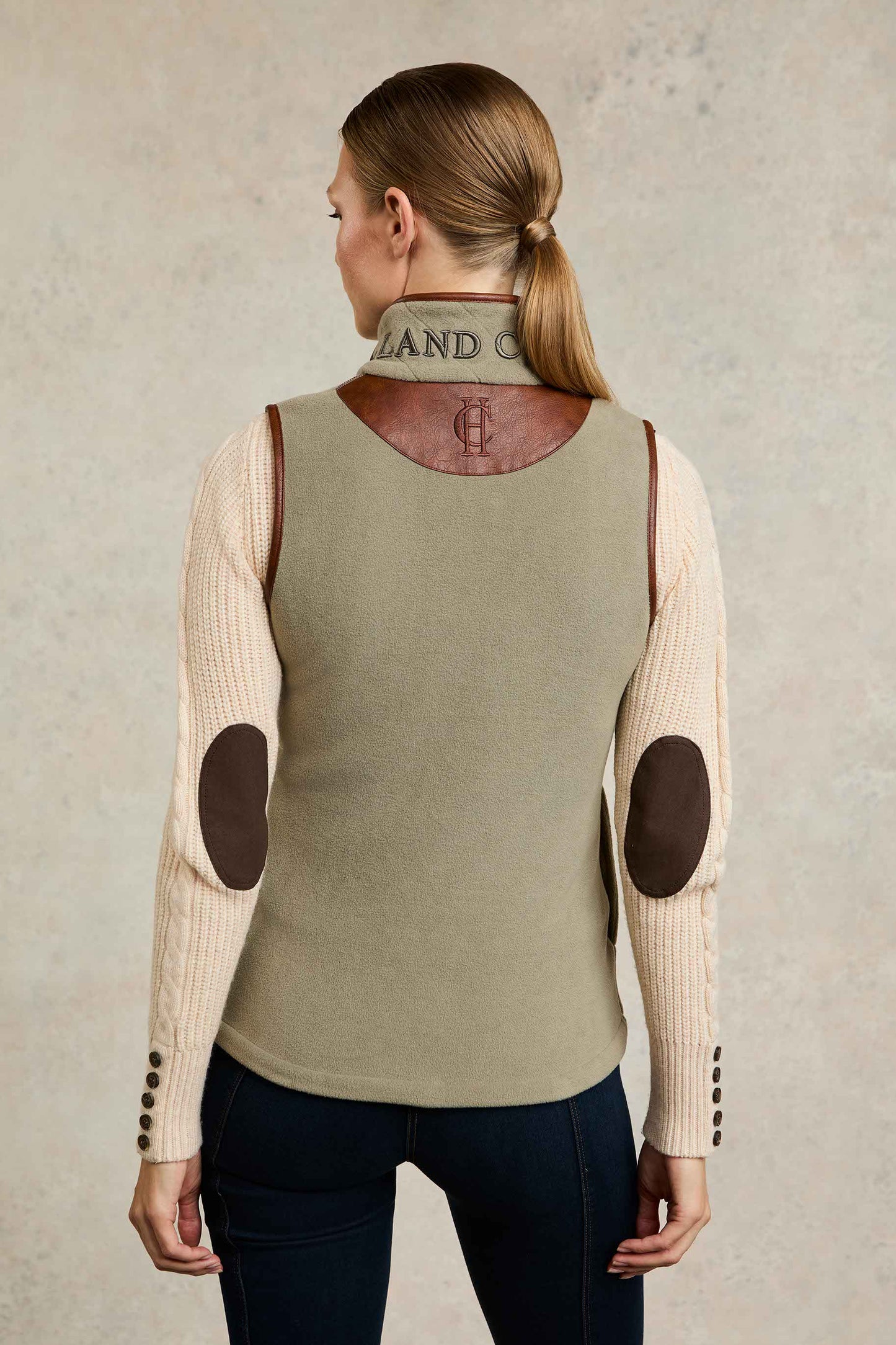 Holland Cooper Country Fleece Gilet Sage back