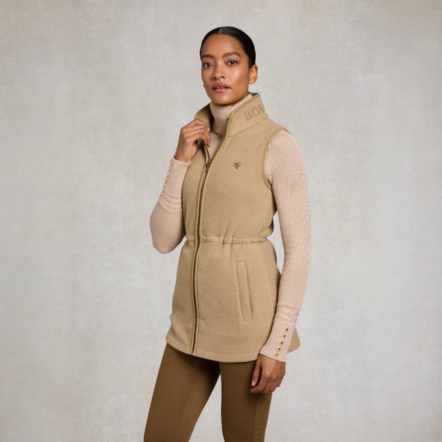Holland Cooper Country Longline Fleece Gilet Sand