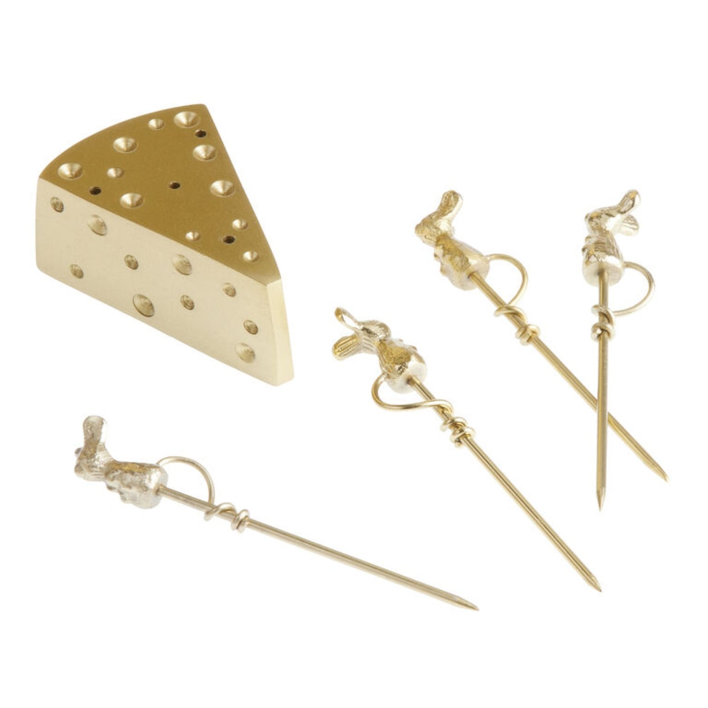 Culinary Concepts Mouse Picks & Cheese Wedge Holder - Gold
