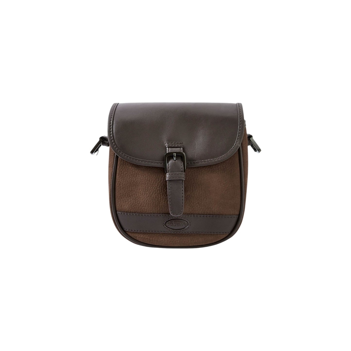 Compact leather saddle bag with internal zip pocket and adjustable leather strap.