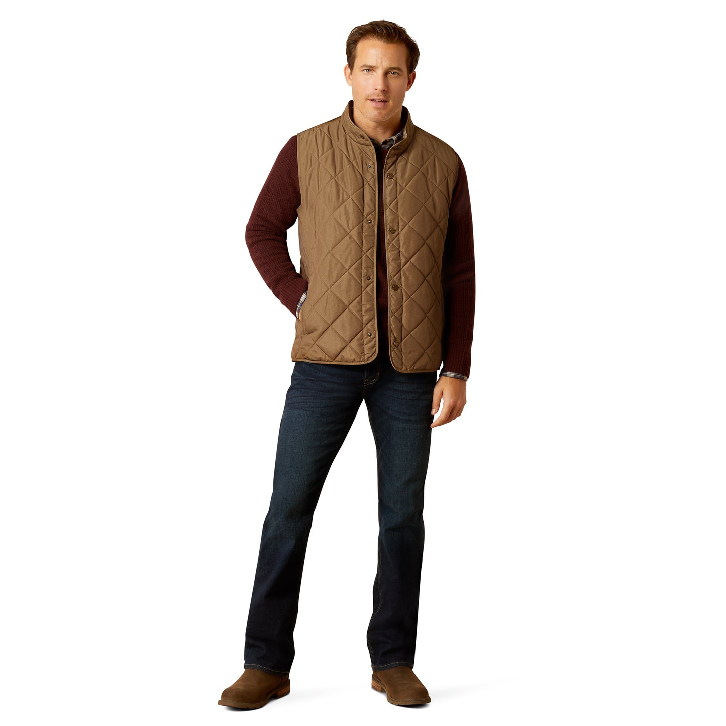 Ariat Men's Woodside Vest Camel Herringbone