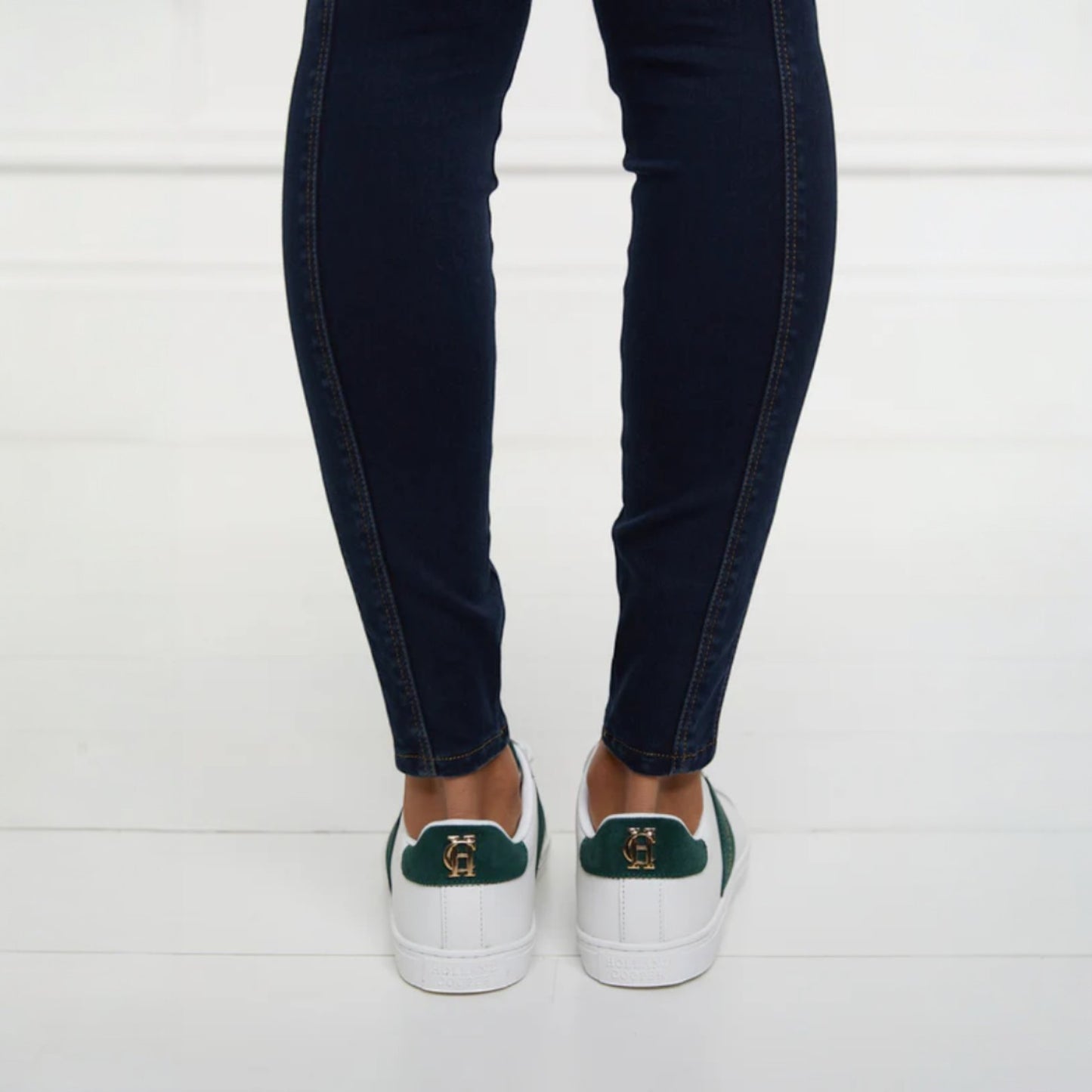 Holland Cooper Knightsbridge Court Trainers White Racing Green