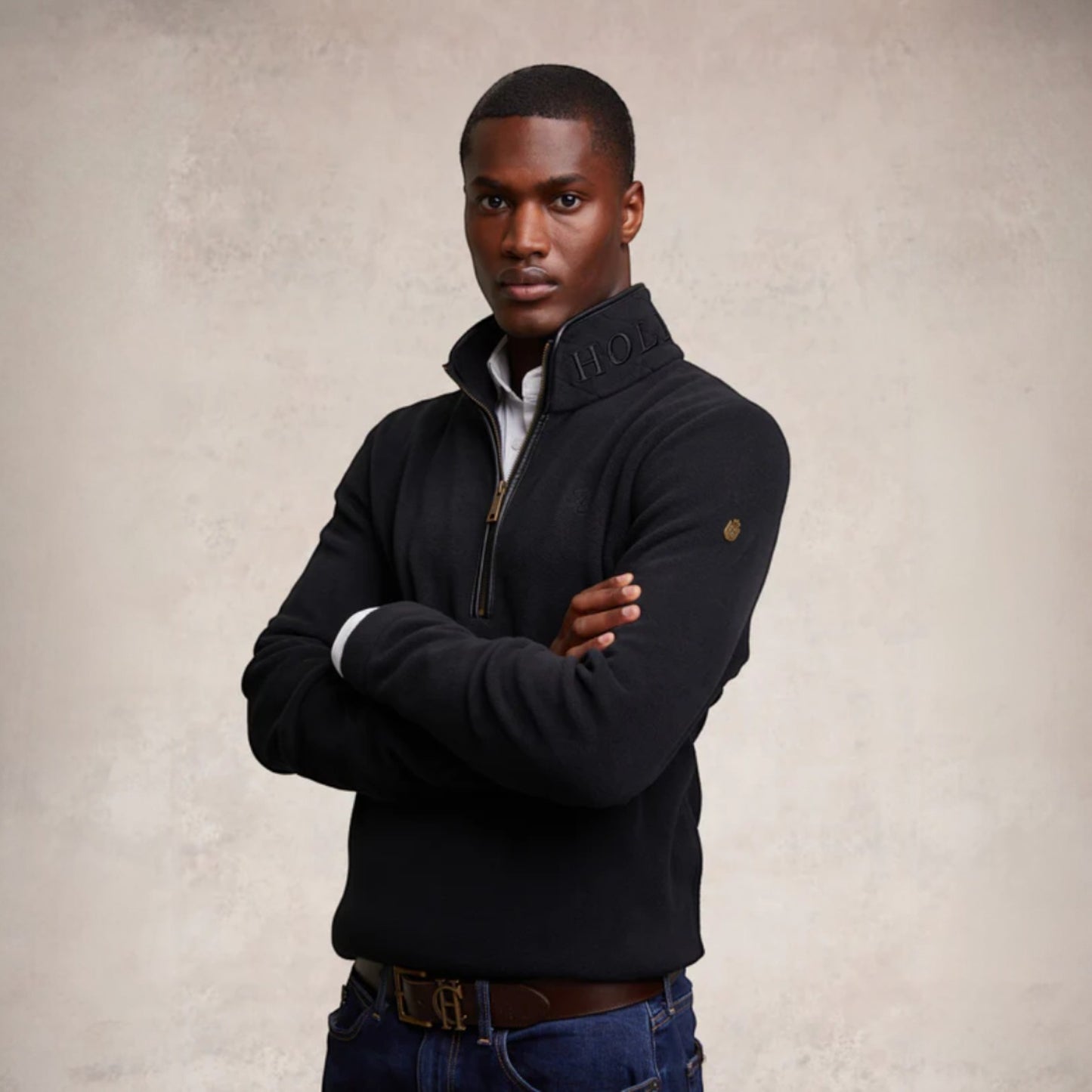 Holland Cooper Men's Country Fleece Quarter Zip Black