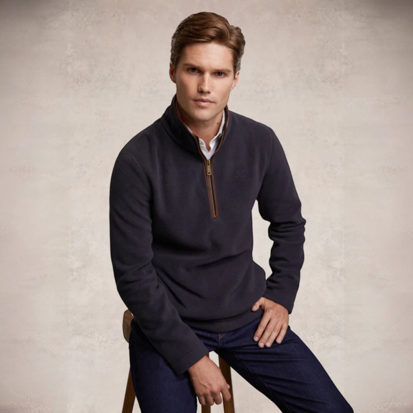 Holland Cooper Men's Country Fleece Quarter Zip Ink Navy