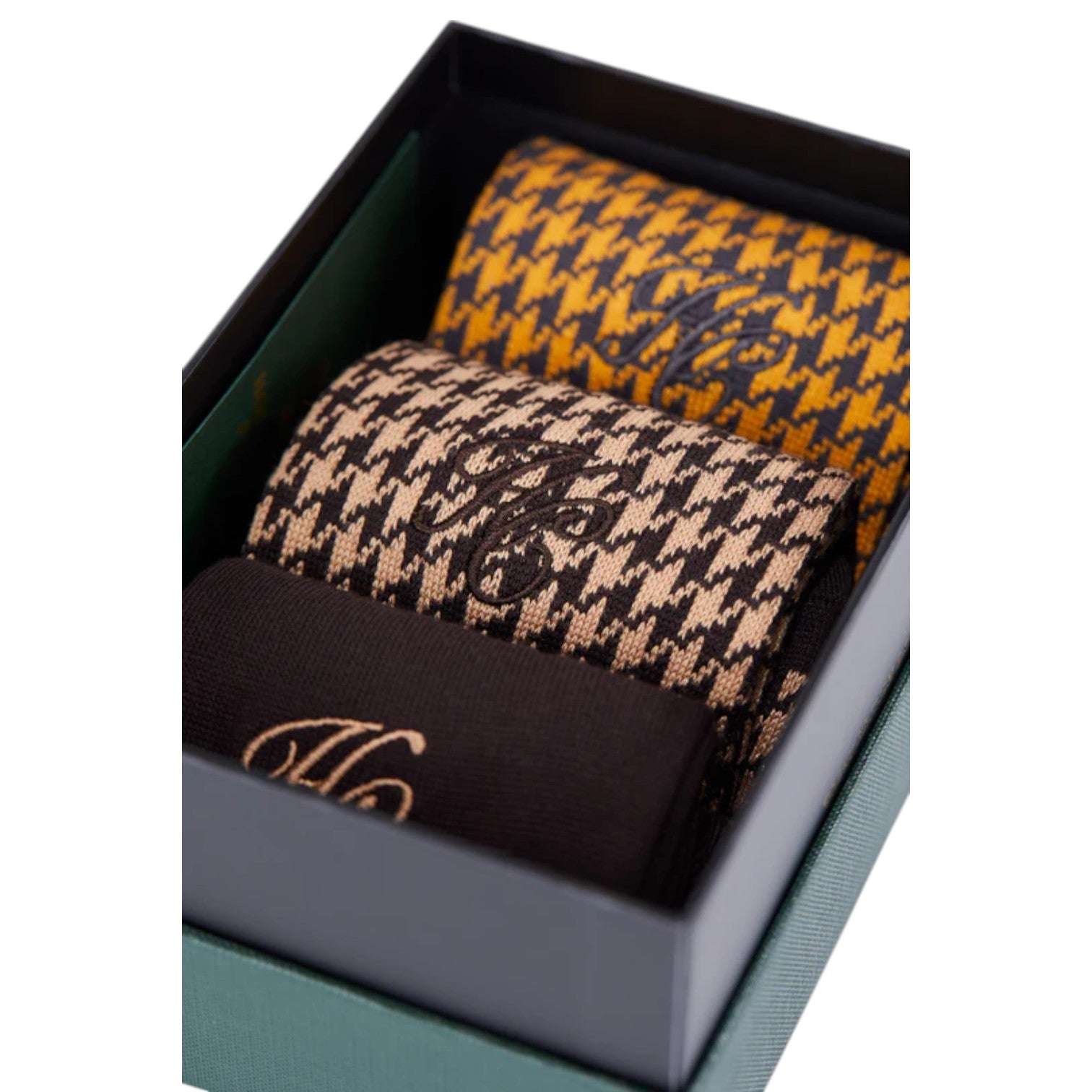 Holland Cooper Sock Gift Box Chocolate Houndstooth