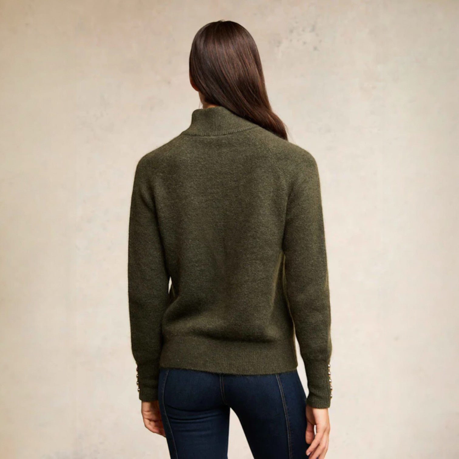 Holland Cooper Tori Quarter Zip Knit Forest Green