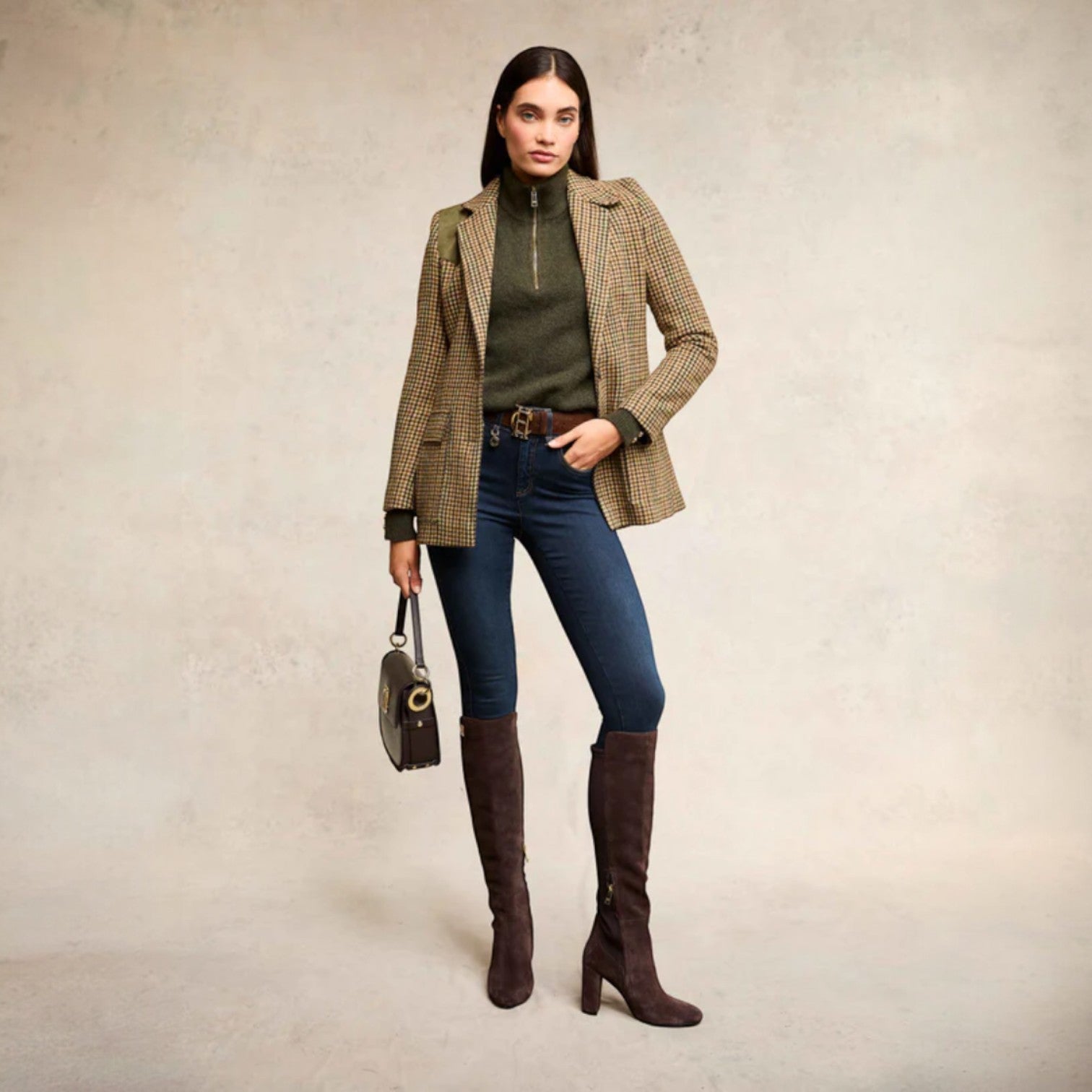 Holland Cooper Tori Quarter Zip Knit Forest Green