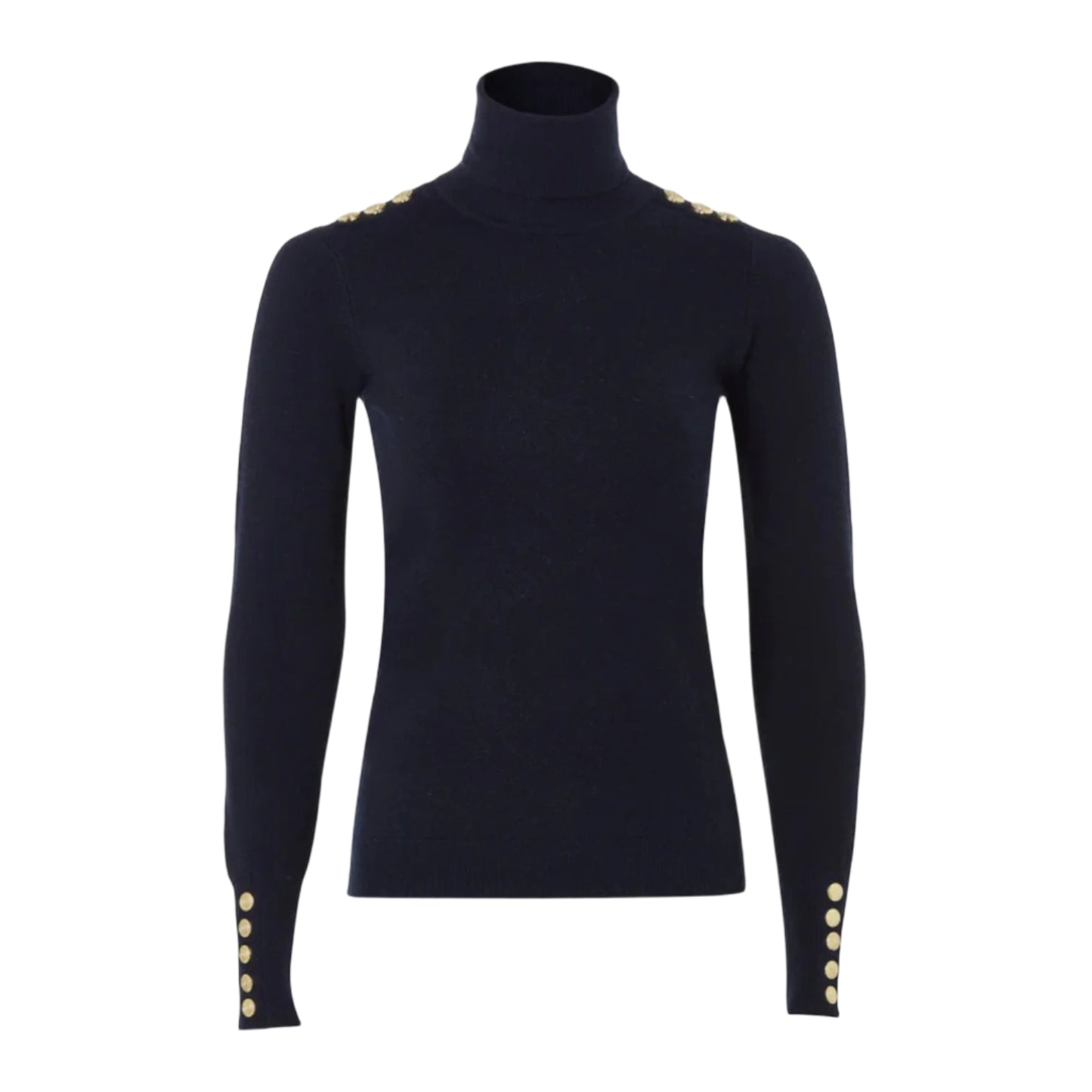Holland Copper Buttoned Knit Roll Neck Ink Navy