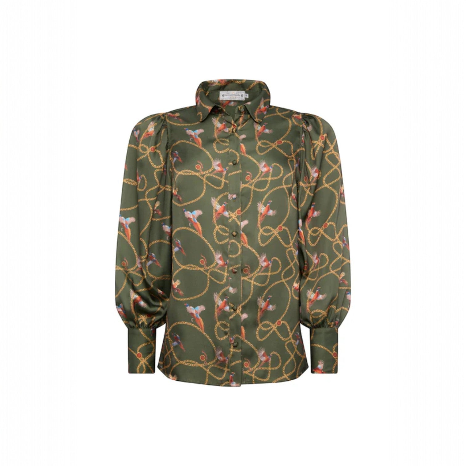 Holland Cooper Isla Satin Shirt Khaki Pheasant