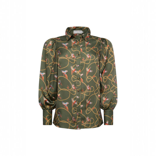 Holland Cooper Isla Satin Shirt Khaki Pheasant