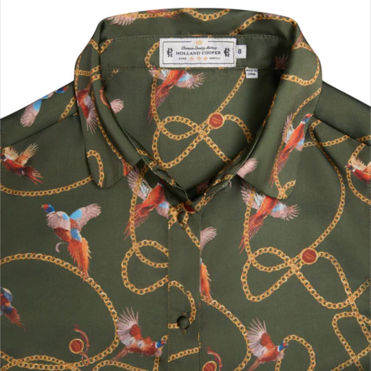 Holland Cooper Isla Satin Shirt Khaki Pheasant
