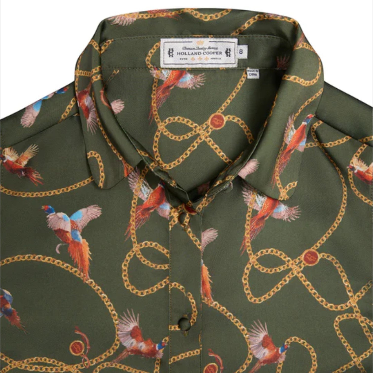 Holland Cooper Isla Satin Shirt Khaki Pheasant