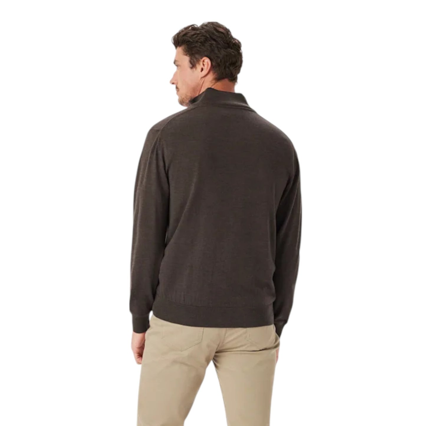 R.M Williams Ernest 1/4 Zip Merino Knit Chestnut