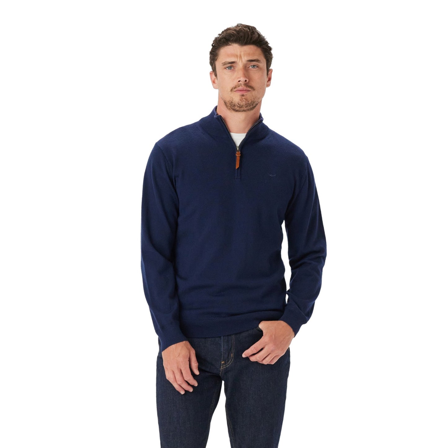 R.M Williams Ernest 1/4 Zip Merino Knit Navy