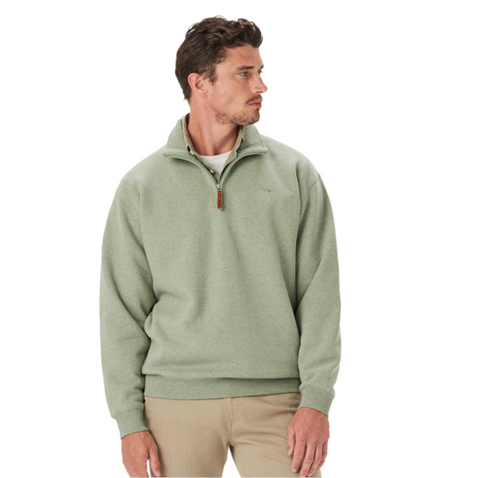 R.M.Williams Mulyungarie 1/4 Zip Sweatshirt Green Marle