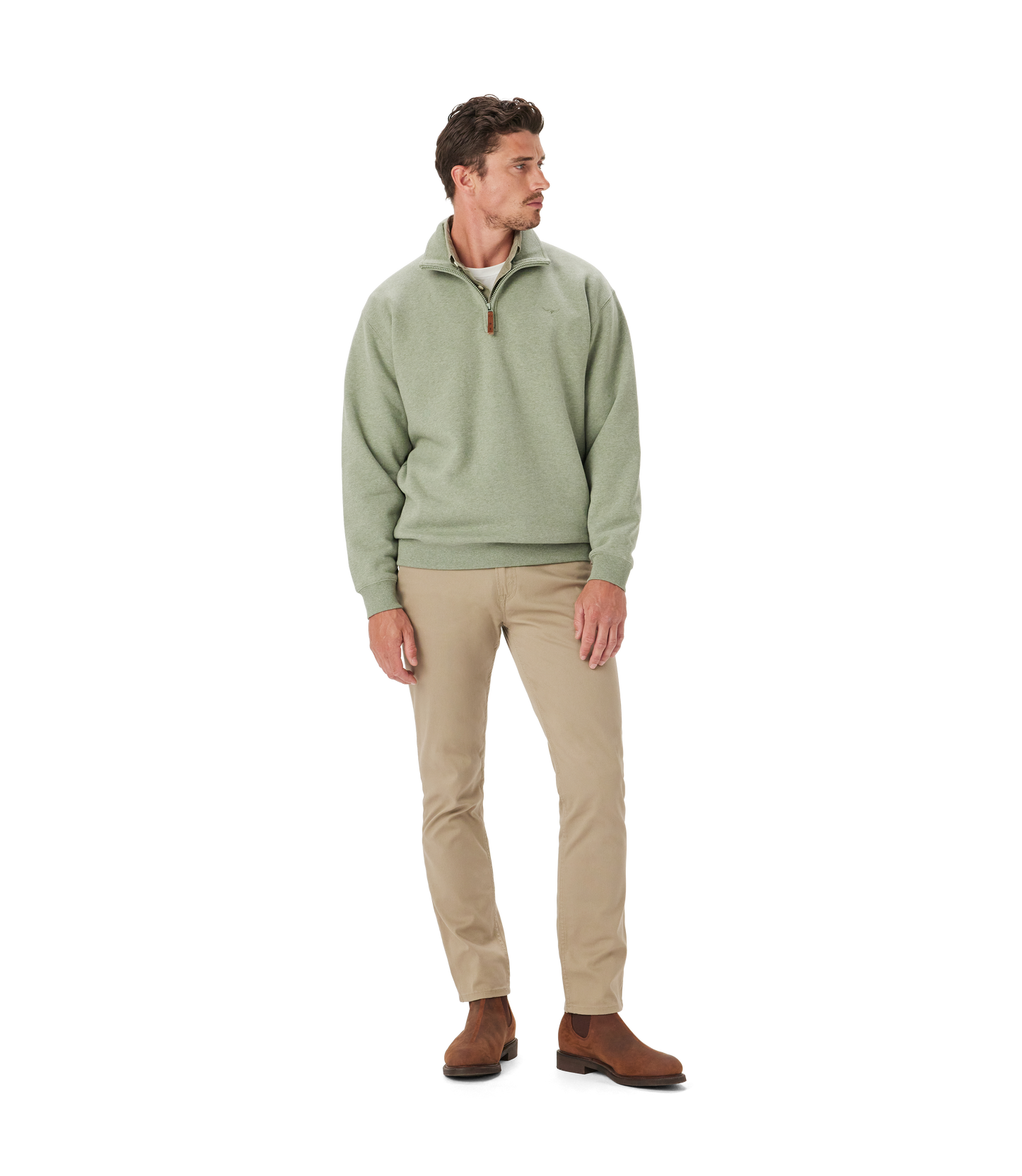 R.M.Williams Mulyungarie 1/4 Zip Sweatshirt Green Marle