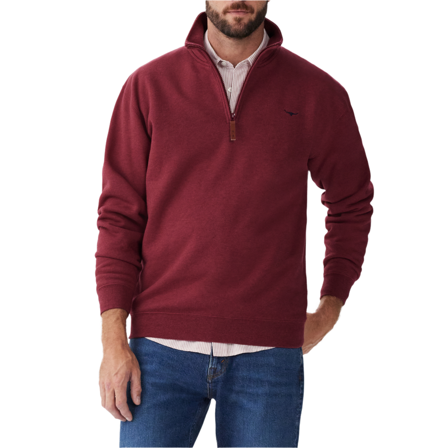 R.M. Williams Mulyungarie 1/4 Zip Sweatshirt Red Marle