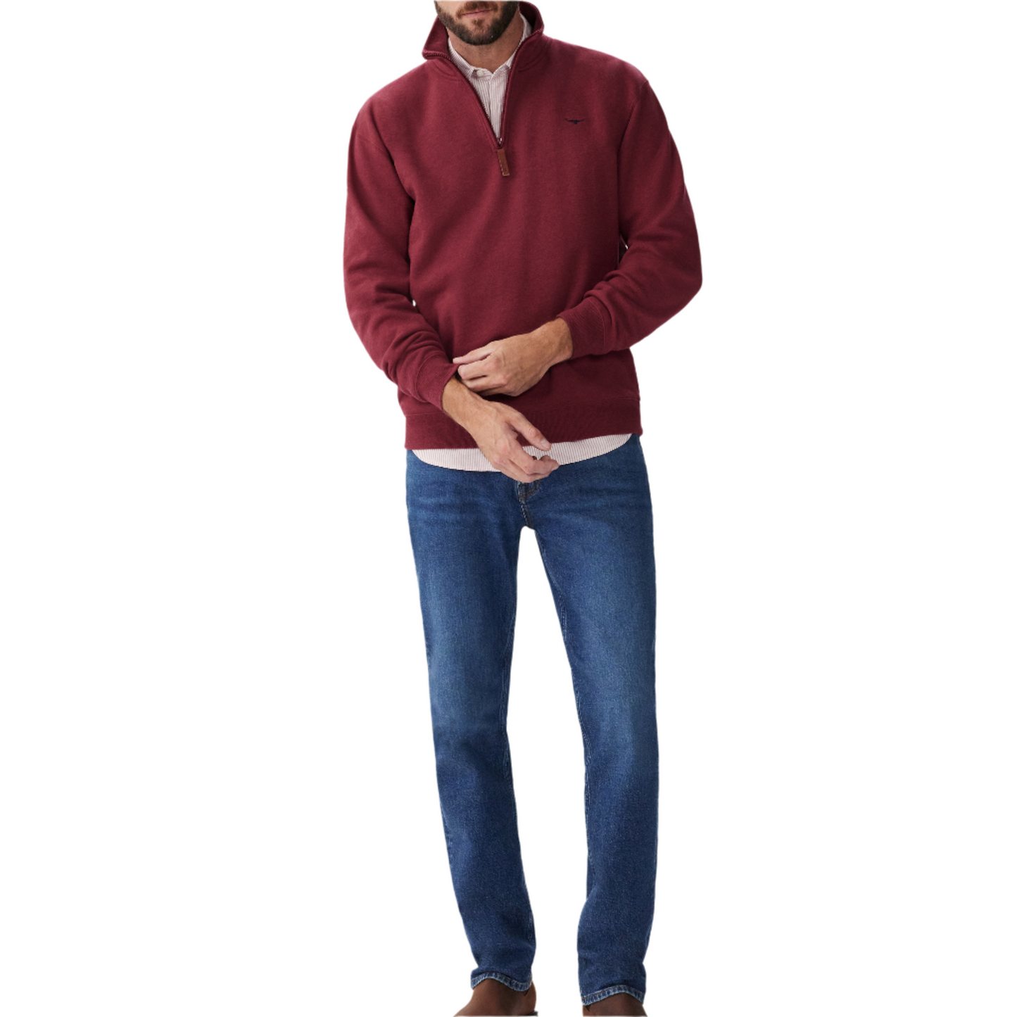 R.M. Williams Mulyungarie 1/4 Zip Sweatshirt Red Marle